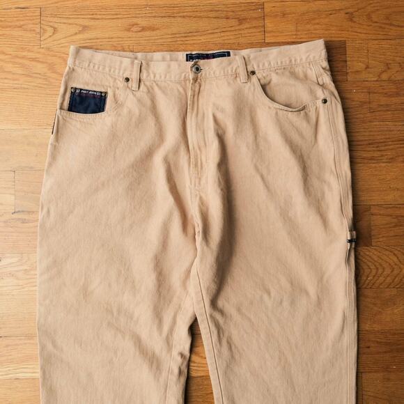 VTG Phat Farm Jeans Men 40x34 Khaki Carpenter Denim Baggy Wide Leg Hip-Hop Skate - Picture 3 of 6